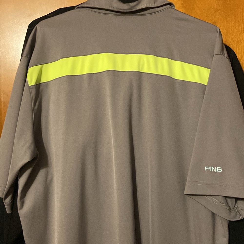 NWOT PING XL “Sensor Cool” Polo/Golf shirt. Grey w/Blue & Lime Green Stripes - Picture 3 of 7